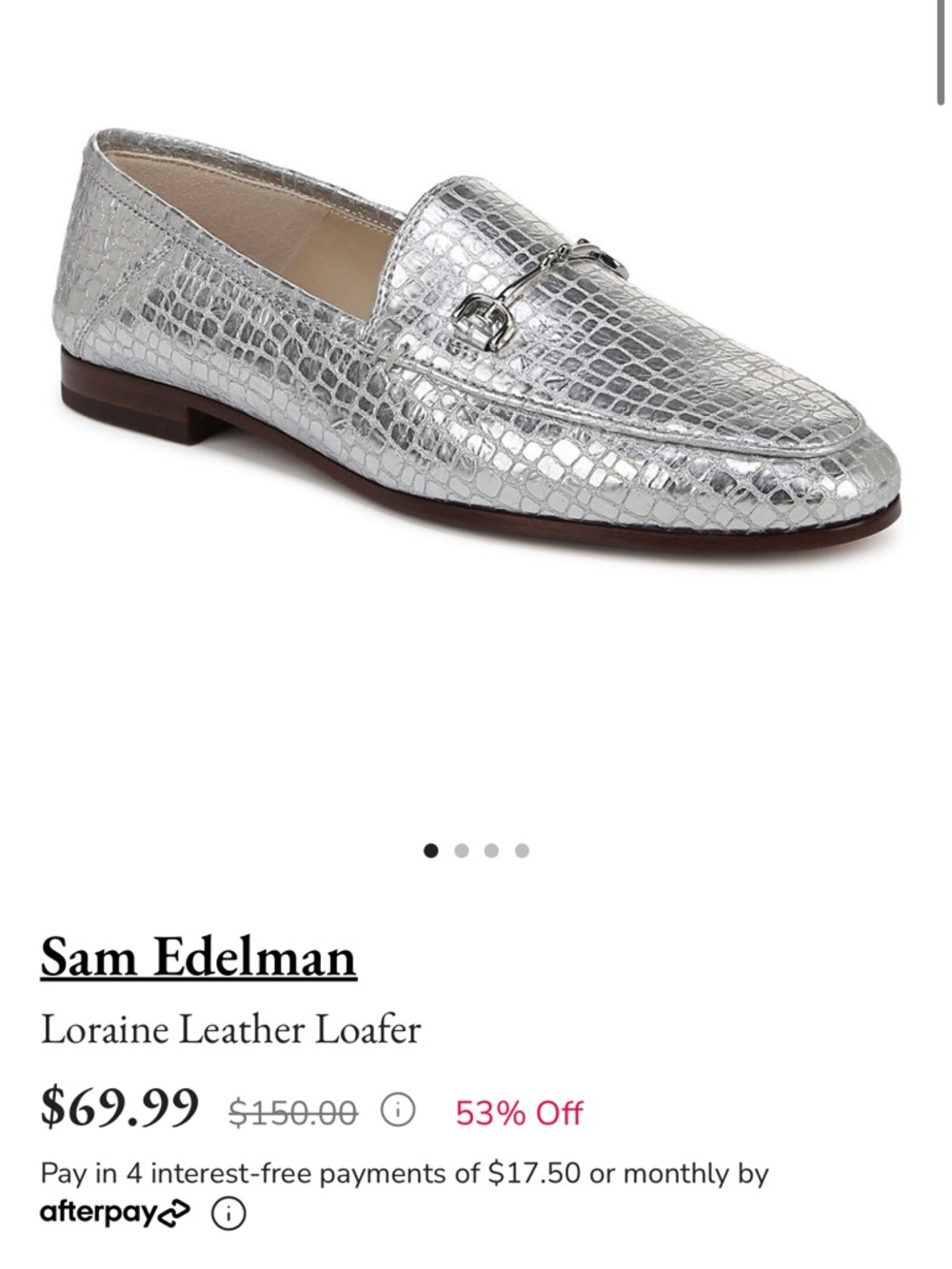 Sam Edelman Silver Croc-Embossed Leather Loafers